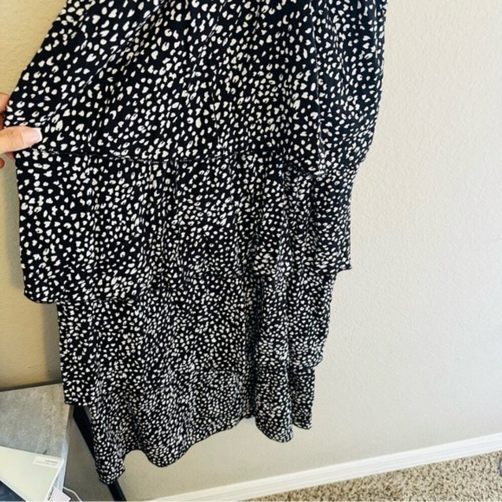 Seven Islands Ruffle Tiered Midi Dress Size Small Black and White Sleeveless - Picture 5 of 13